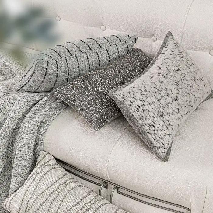 Housse de coussin en tissu mélangé de luxe haut de gamme, gris avancé, jacquard rétro tissé, douce et épaisse, pour canapé