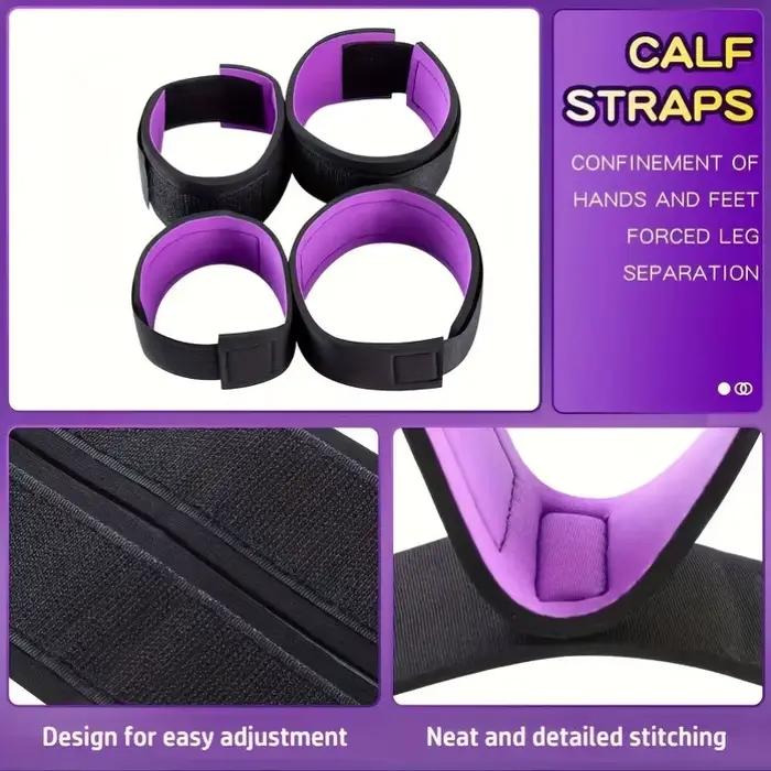Ensemble de bondage avec écarteur de jambes réglable | Kit de retenue rembourré doux avec menottes pour poignets et chevilles pour jeux de couple adultes