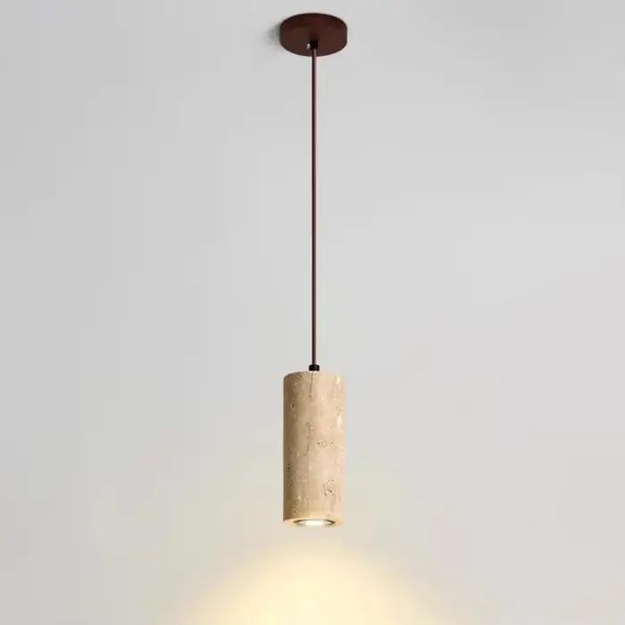 Lampe en Travertin Jaune Suspendue au Design Rétro