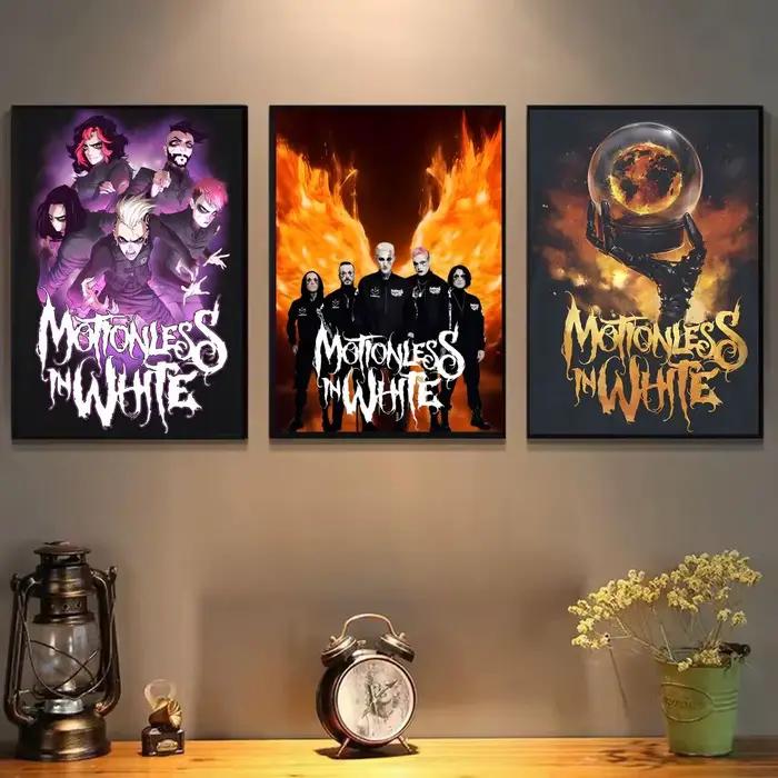 Affiche Music Dark M-Motionless in W-White, peinture murale, art mural pour salon, décoration de la maison et cadeaux