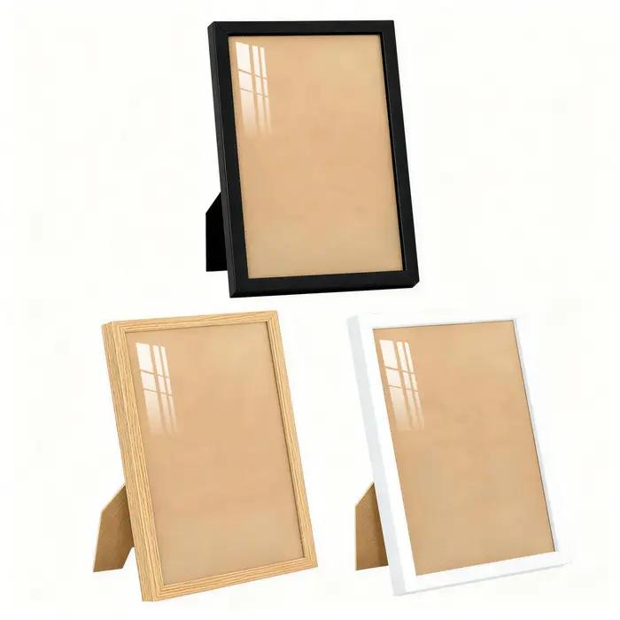 Cadre photo 21x30cm noir et blanc en imitation bois, peut être accroché au mur, avec certificat, pour affiche, toile ou peinture décorative.