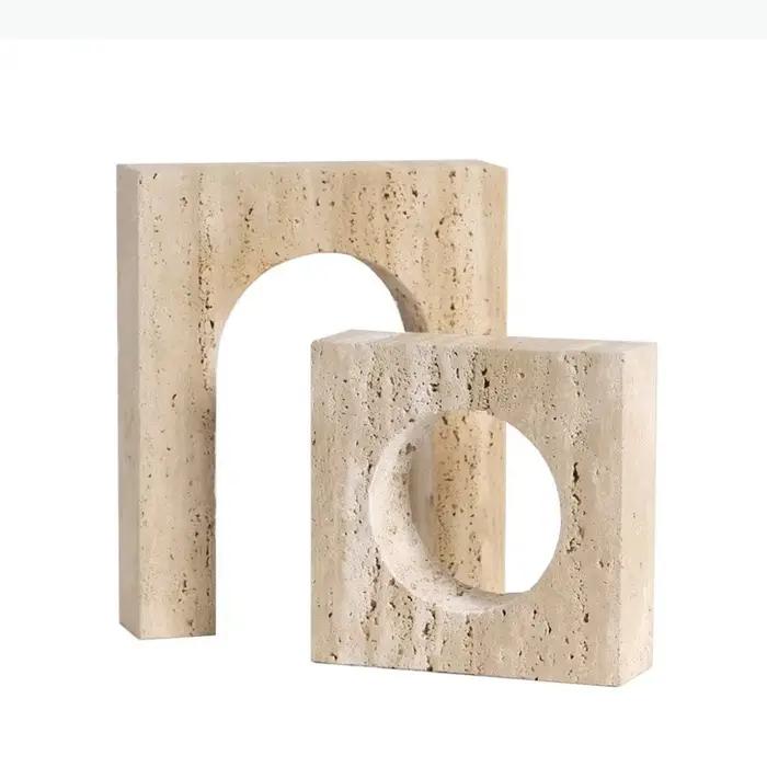 Ornements géométriques en pierre naturelle modernes pour décoration de bureau et sculpture artisanale élégante à offrir pour les occasions spéciales