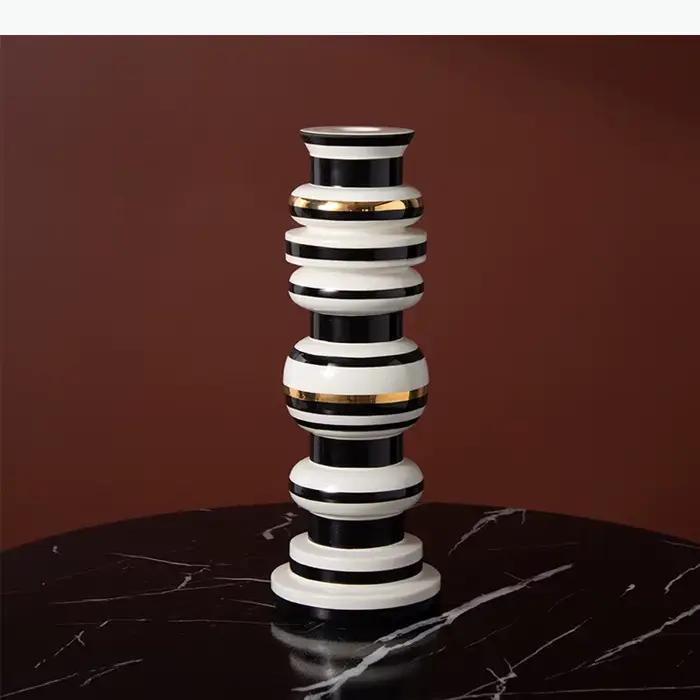 Porte-bougie cylindrique en céramique plaqué or, décoration de bureau, bougeoir romantique, brûleur de cire fondue, support de bougie, décoration moderne pour la maison