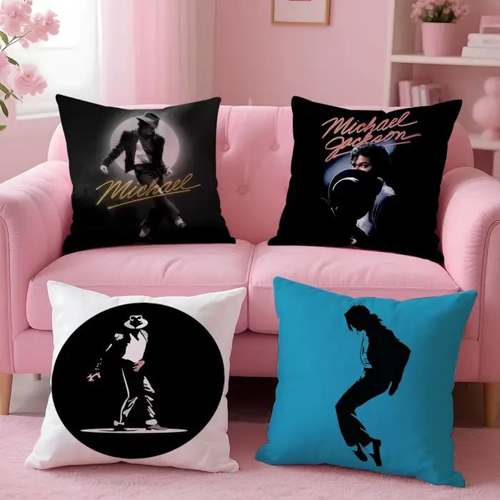 Singer - Michael Jackson Housse de coussin, ensemble de 4 pièces, 50x50, 45x45, 40x40, taie d'oreiller décorative pour canapé, décoration de la maison