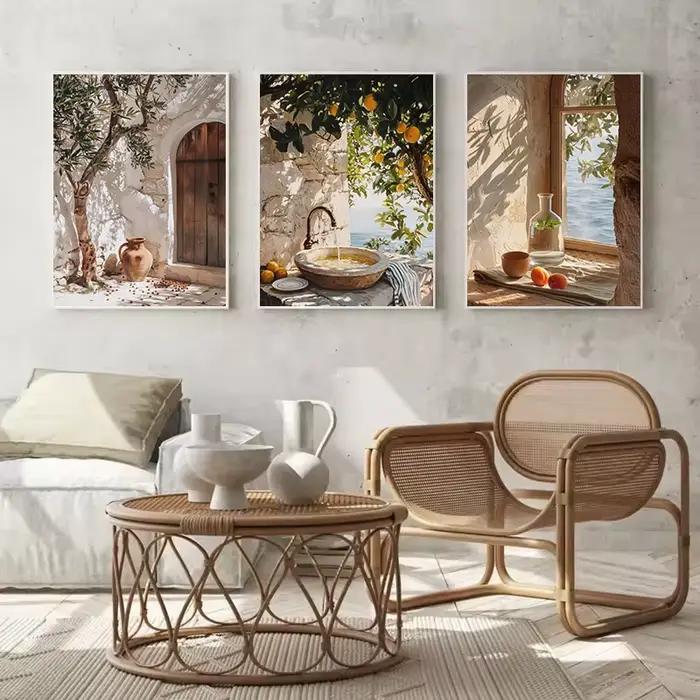Impressions sur toile aquarelle classique rustique méditerranéen paysage oliveraie italienne cuisine grecque art mural décoration maison élégante occasions spéciales