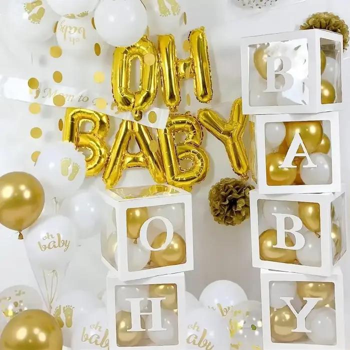 Boîte à Ballons Transparente avec Lettres, Décorations de ixPréChristophe, Joyeux Anniversaire, Mariage, Décor EID, Fournitures de ixde 1er Anniversaire