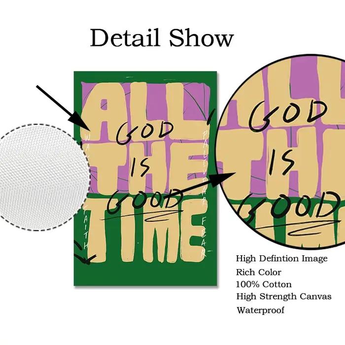 Affiche murale rétro chrétienne avec citation de dieu est bon tout le temps, imprimés sur toile, peinture de jésus, décor artistique de la Bible pour la maison et le salon