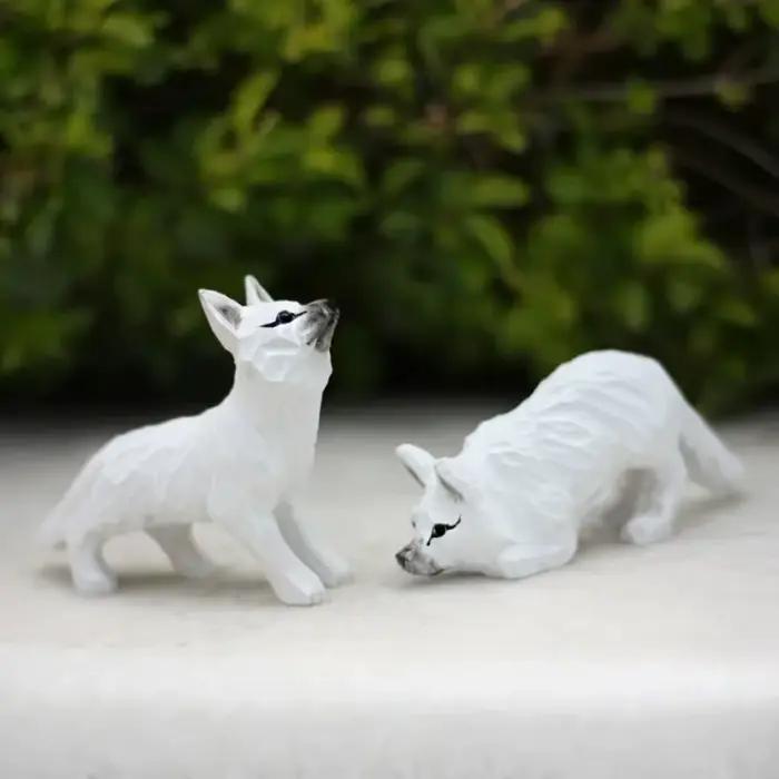 Sculpture sur bois de renard d'art moderne