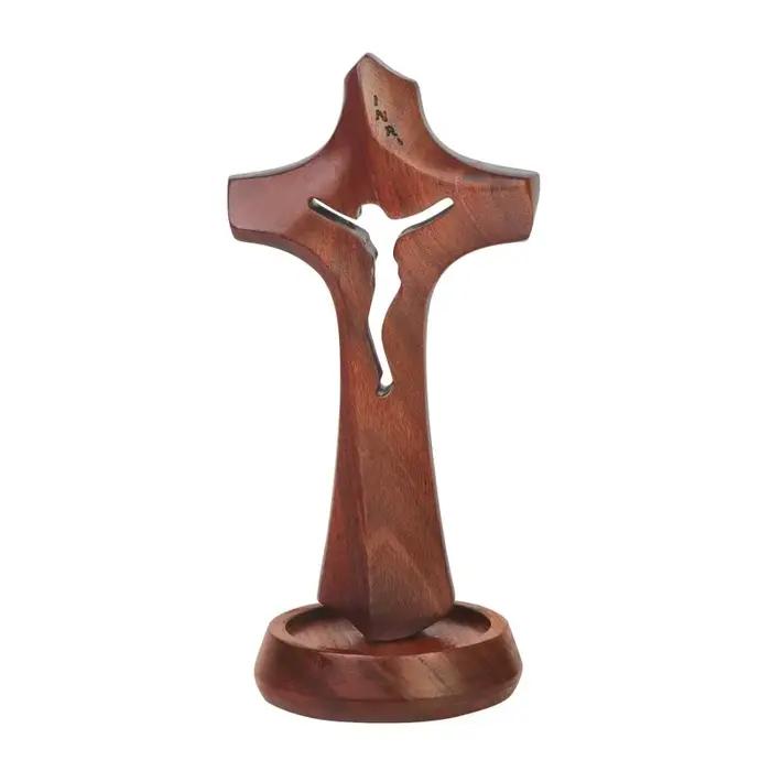 Statuette décorative en bois en forme de croix, artisanat d'art 2026, ornement pour la décoration de la maison, de la table et du mur