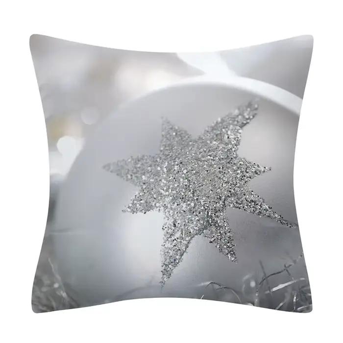 Juste de coussin imprimée bleu et blanc