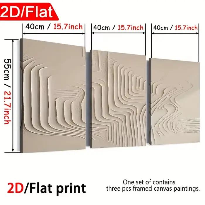 Ensemble de 3 décorations murales modernes sur toile avec cadre miroir pour salon ou chambre à coucher occassions spéciales