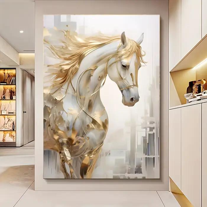 Toile d'art mural cheval doré sans cadre
