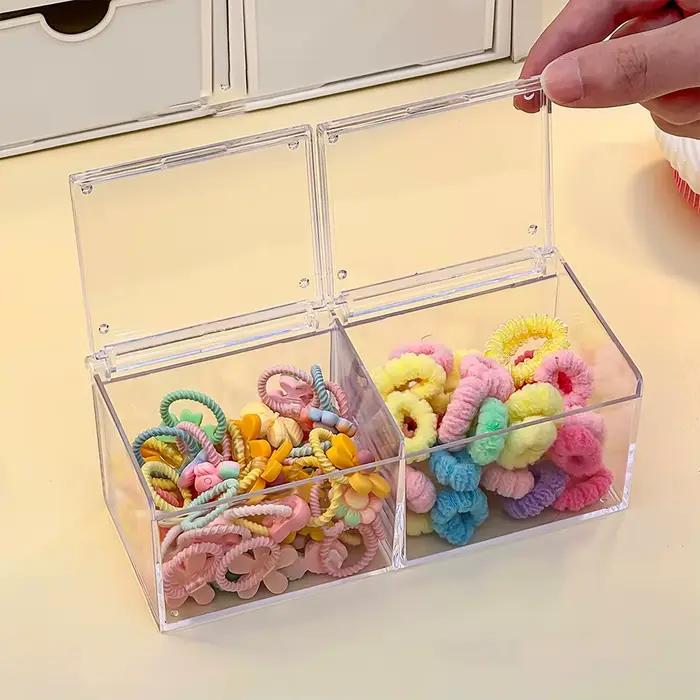 Boîte de rangement pour accessoires de cheveux à deux niveaux