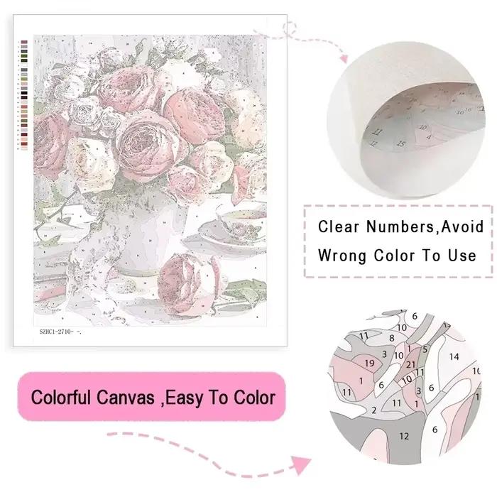 Kit de peinture par numéros DIY 40x50cm, fleurs, artisanat, toile à peindre, peinture par numéros pour décorations intérieures