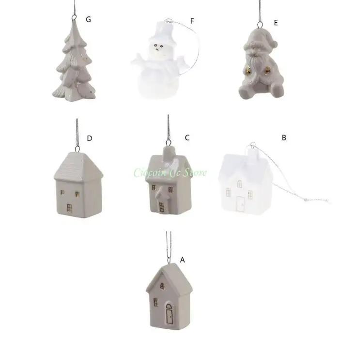 X90F – ornement noël décoratif en céramique blanche