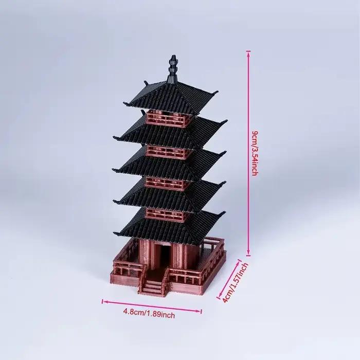 Mini Statue de pagode, modèle de construction ancien chinois