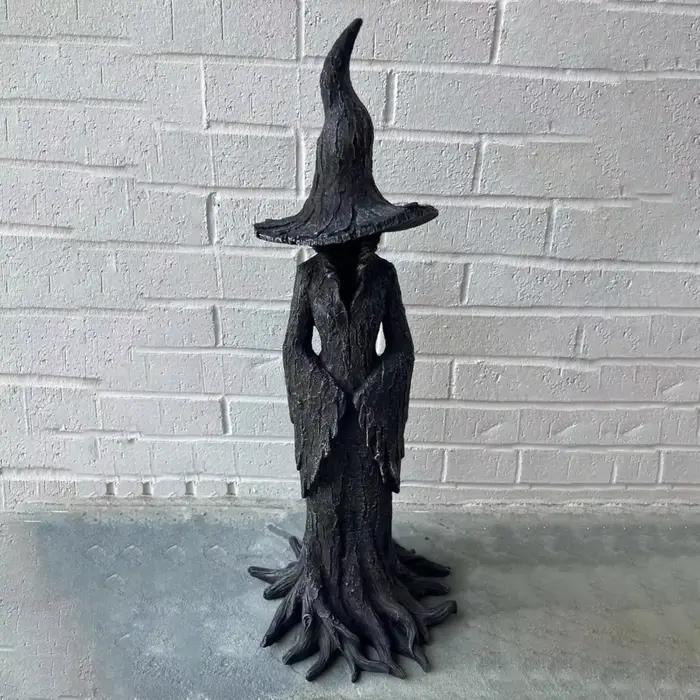 Statue de sorcière en baril craquelé noir figurine gothique en résine ornement fantastique foncé décoration de magicien rétro à offrir pour femme occasions spéciales
