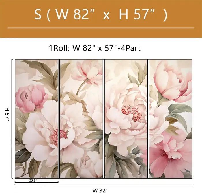 Papier peint mural élégant à motif de pivoines polyester 3D pour décoration romantique chambre à coucher salle de bain occasionnelle cadeau