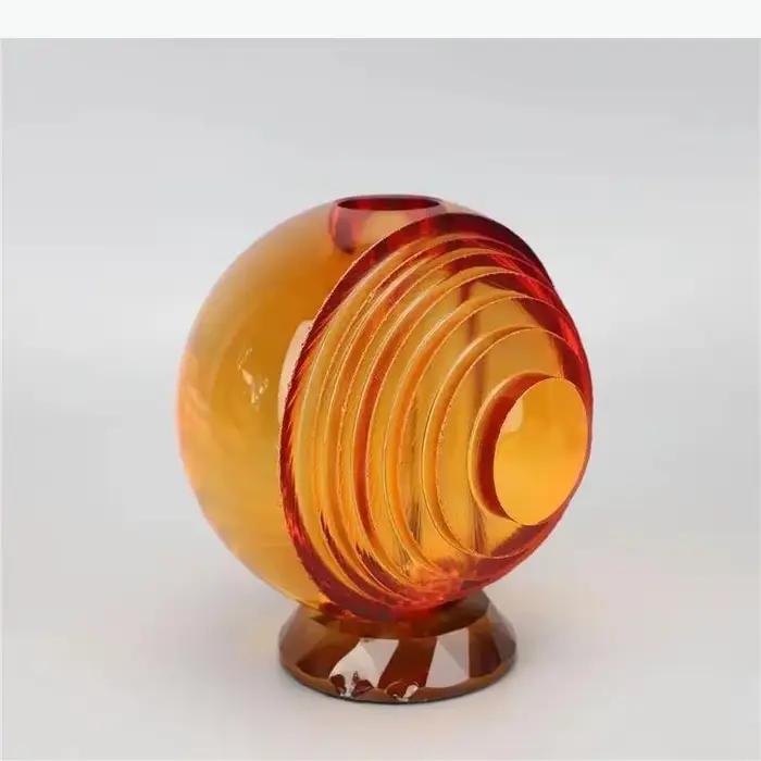 Vase en cristal bleu, pots à fleurs sphériques géométriques, décoration de bureau, arrangement floral, artisanat moderne, vases, décoration esthétique de la pièce