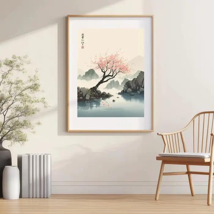 Affiche imprimée sur toile de fleur de cerisier japonaise