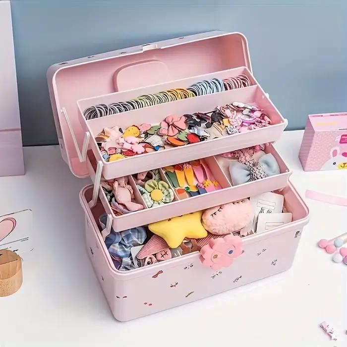 Boîte de rangement d'accessoires multicouche avec couvercle – Parfaite pour ranger les bandeaux