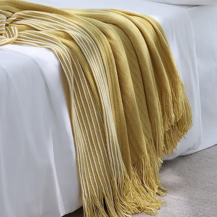 Couverture décorative tricotée style rustique pour lit
