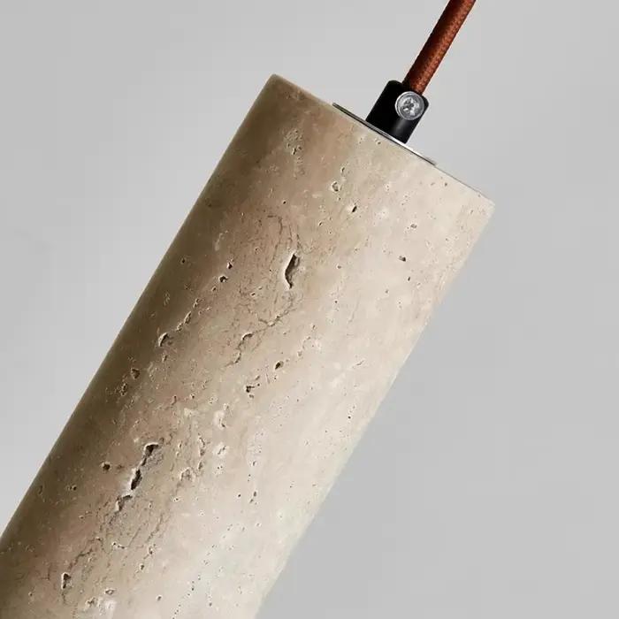 Lampe en Travertin Jaune Suspendue au Design Rétro