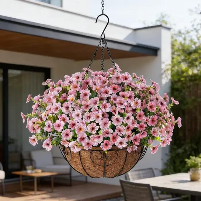 Panier suspendu pour fleurs artificielles