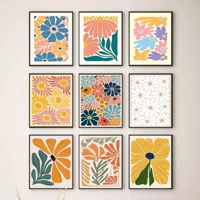 Affiche à motif de fleur de déformation d'extrusion géométrique abstraite de dessin animé