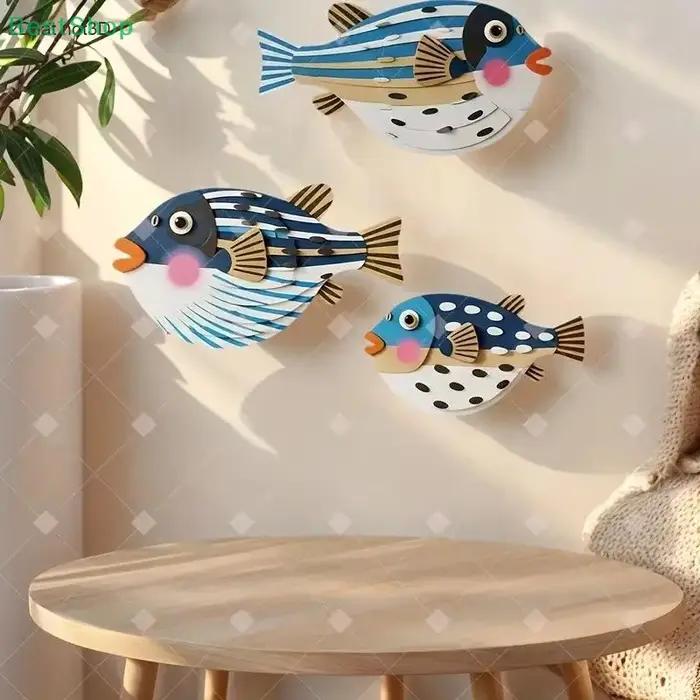💕 Décoration murale suspendue à trois poissons