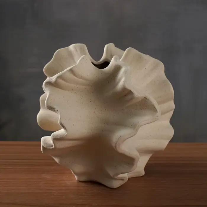 CAPIRON Vase en céramique corail Art nordique Beige mat conteneur pour fleur Pampas herbe salon table centres