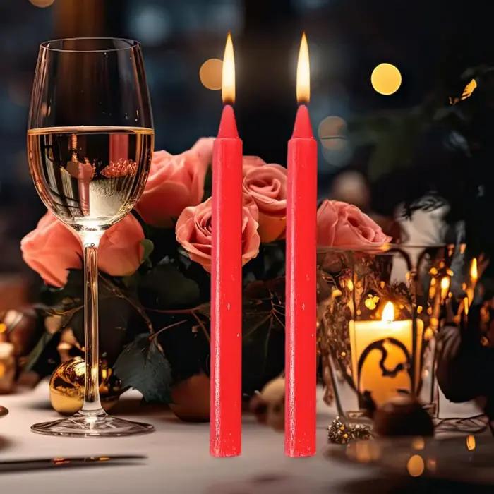 Bougies de survie à combustion longue durée, rouges et blanches, à mèche courte, 10 bougies non parfumées pour mariage et bénédiction