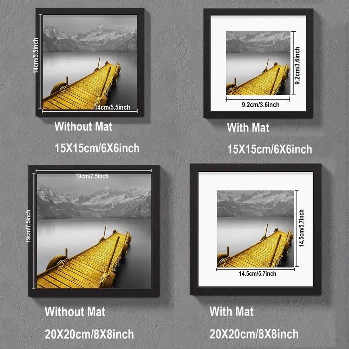 Cadre Photo carré en bois pour tenture murale avec tapis 20x20cm