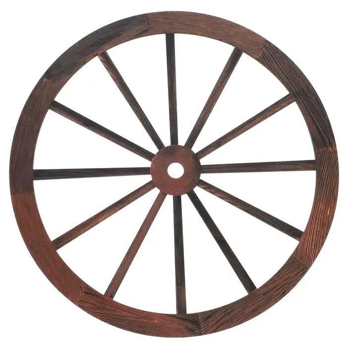 Décoration murale en bois, chariot vintage rustique, roue de chariot, décoration murale pour jardin, bureau, salon, décoration suspendue