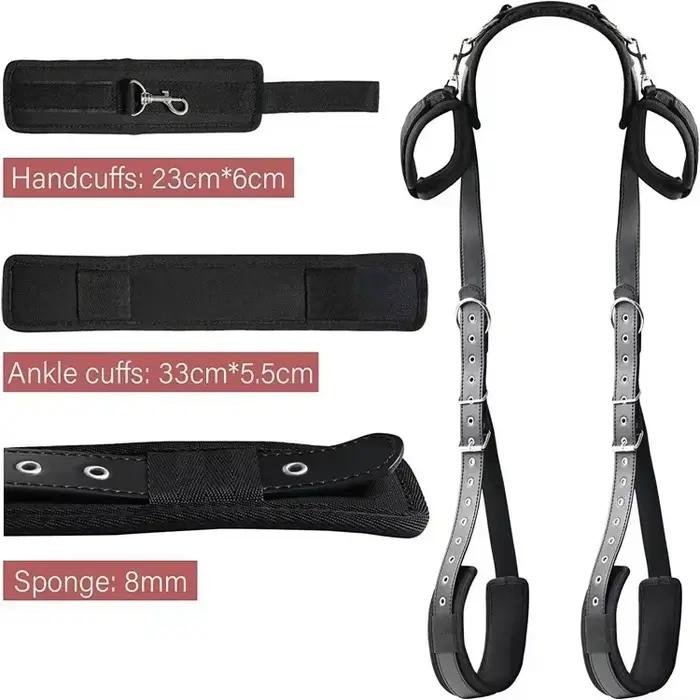 Sangles sexuelles d'esclave BDSM, Kits d'accessoires érotiques, menottes sexuelles, contraintes, jambes ouvertes, manchettes de cheville, harnais de Bondage SM, Bandage de lit