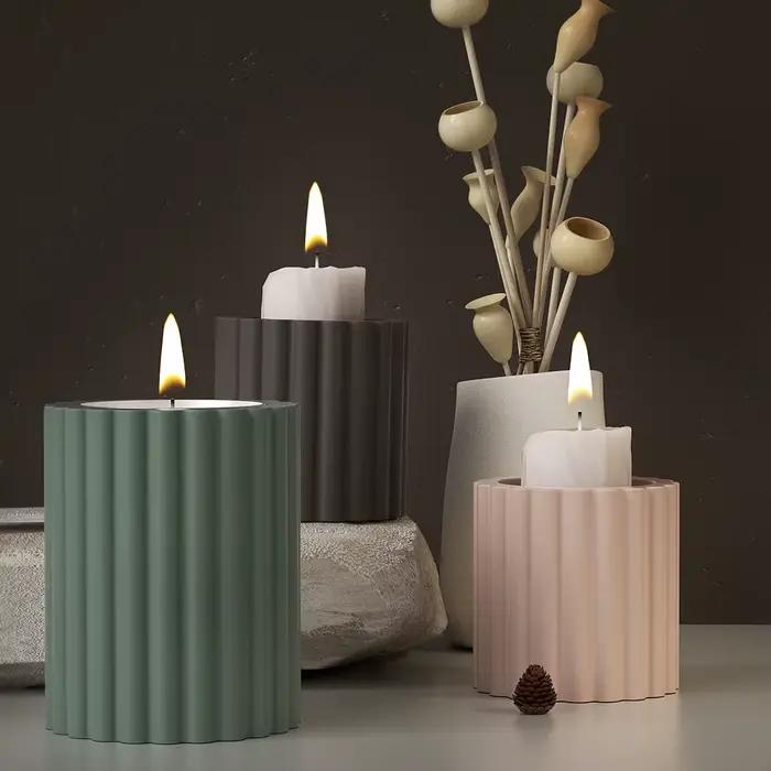 Moule en Silicone pour chandelier à rayures cylindriques