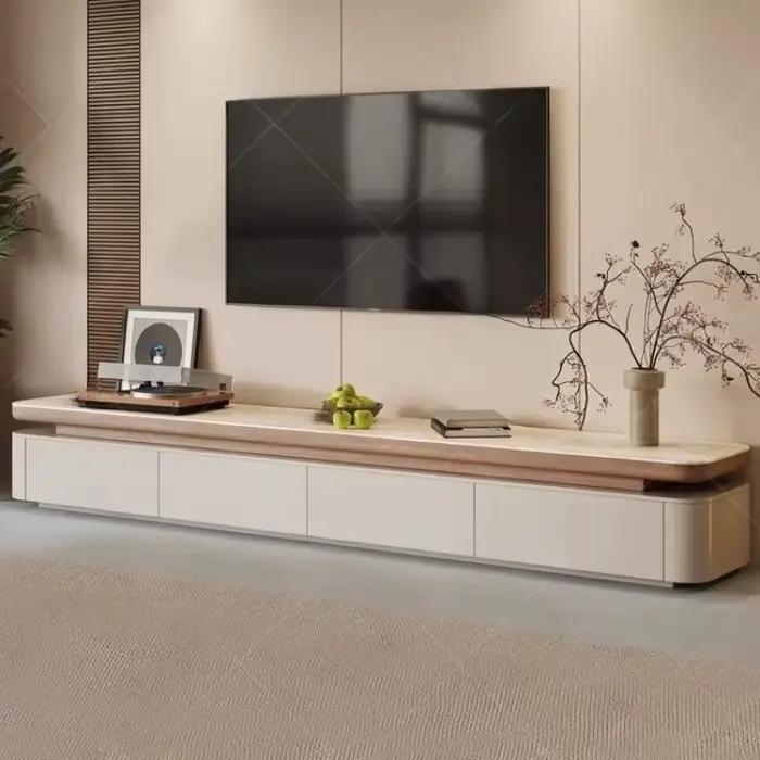 Meuble TV de salon de luxe en bois blanc