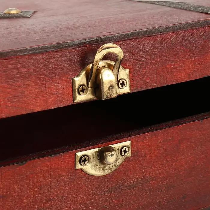 Boîte en bois rétro rectangle pour bijoux et souvenirs rangement à domicile cadeau occassions spéciales vintage trésor