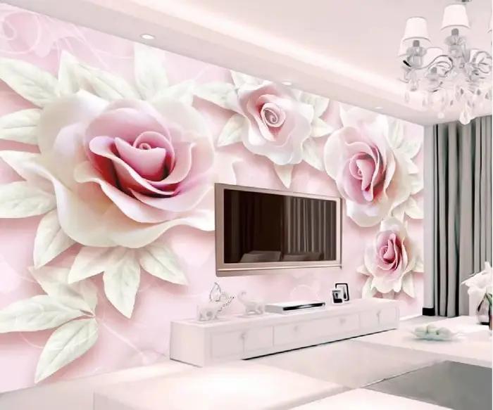 Papier peint nordique moderne rose sur mesure beibehang fond d'écran en soie résistant à l'humidité et aux moisissures absorption du son et isolation thermique pour salon chambre à coucher étude cuisine chambre d'enfants maison de mariage chambre des aînés ```