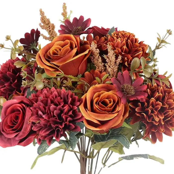 Fleurs artificielles, rose d'automne