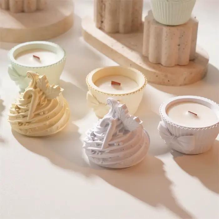 Pot de jardinière en plâtre, moule en Silicone, bougeoir avec couvercle, Pot de bougie en béton, conteneur de récipient, moule, décoration de la maison, bricolage