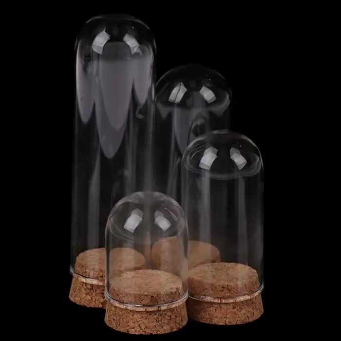 Présentoir en verre breton avec base en bois, cloche en liège, couvercle de bocal, artisanat de décoration de table, recommandé, Everche, 8cm