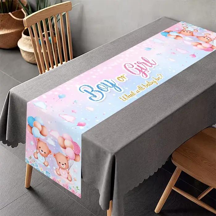 Genre Décorations de fête de révélation du sexe du bébé, fournitures de décoration, bannière ours rose et bleu, fond de photographie