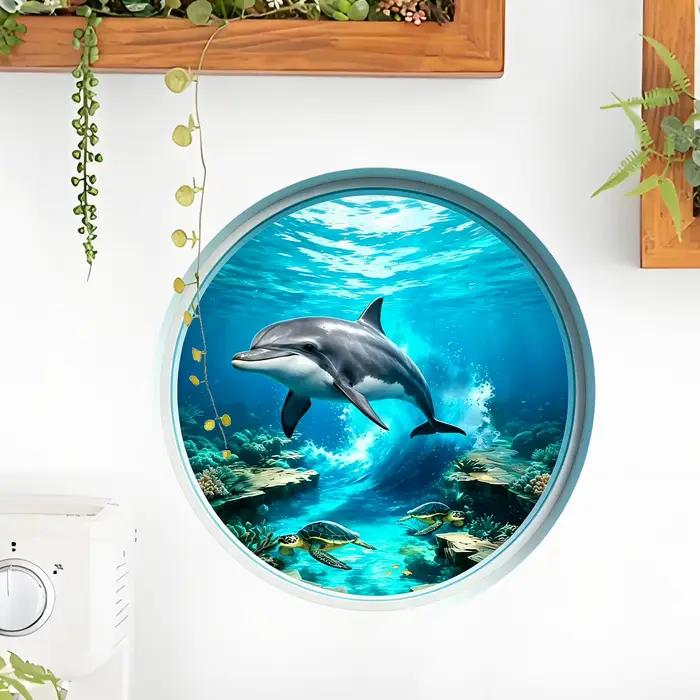 Autocollant mural en vinyle motif dauphin sous-marin