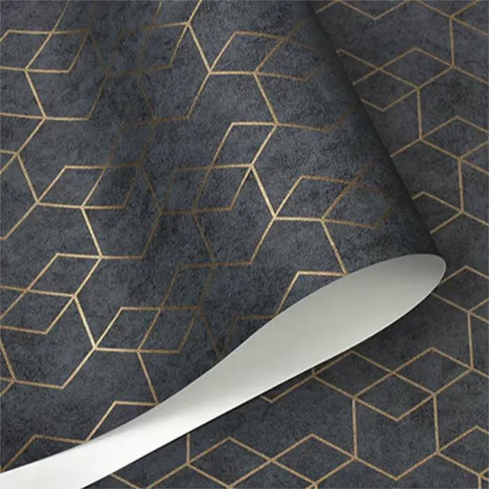 Rouleau de papier peint géométrique de luxe gris foncé