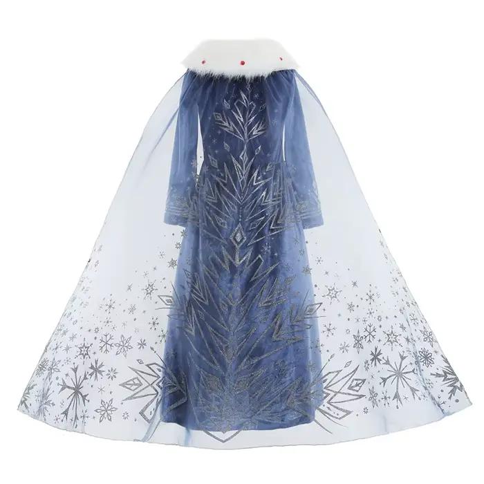 Robe Elsa pour filles, Costume d'hiver pour fête d'anniversaire, Cosplay pour enfants, vêtements de soirée reine des neiges à manches longues, reine des neiges