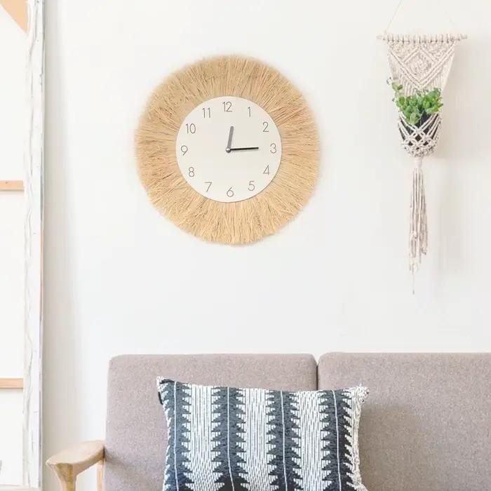 Boho décoration de la maison paille tissé à la main miroir