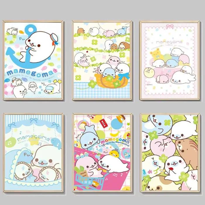 Affiche Kawaii Cartoon Mamegoma CUTE en Papier PP Synthétisé pour Décoration Murale Nostalgique et Moderne Occasions Spéciales