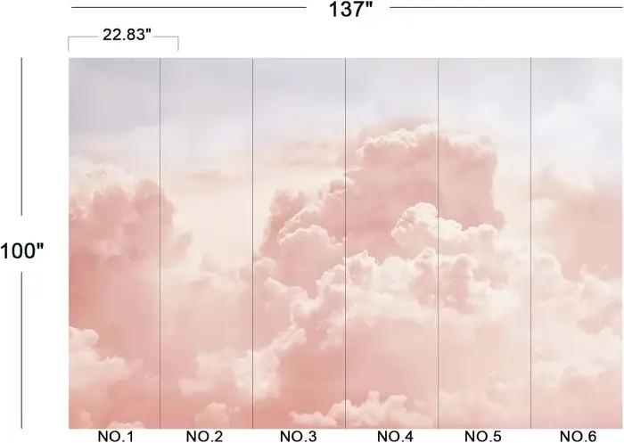 Papier peint nuage rose doux imprimé pour chambre à coucher