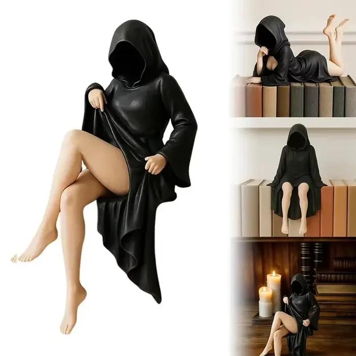 Statue masquée moderne ornement de bureau mystérieuse pour femmes décoration d'Halloween et style élégant pour bureau et étagère